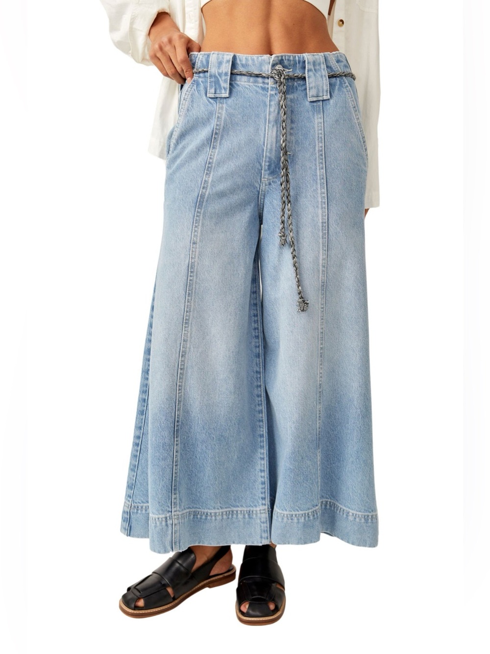 We The Free Sheer Luck Cropped Wide Leg Jeans Size 29